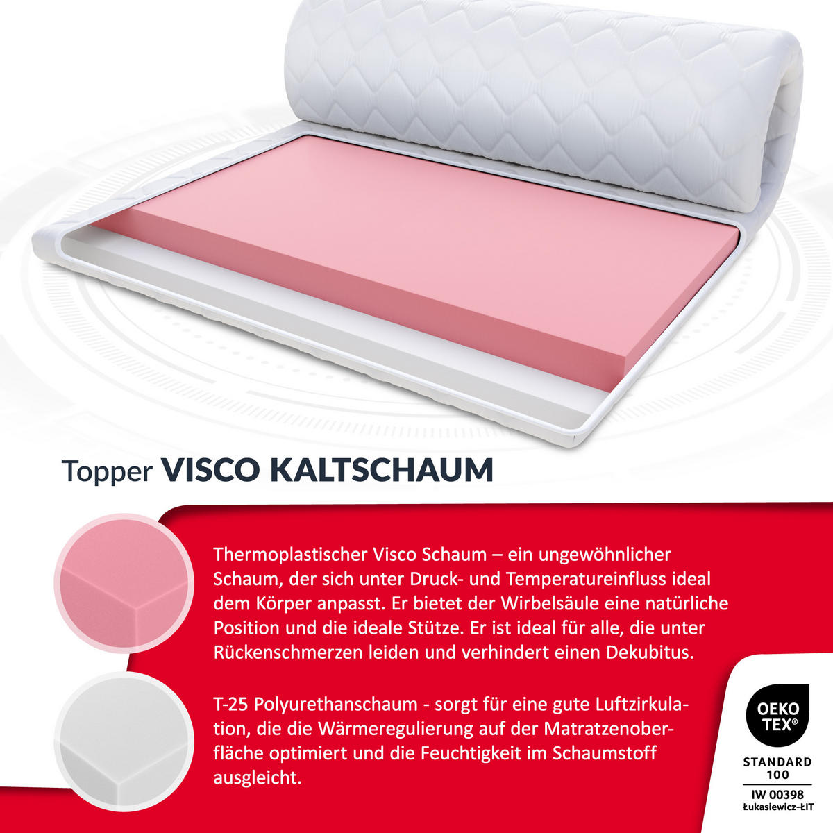 TOPPER Visco Kaltschaum - Weiß, Textil (180/200cm) - FDM