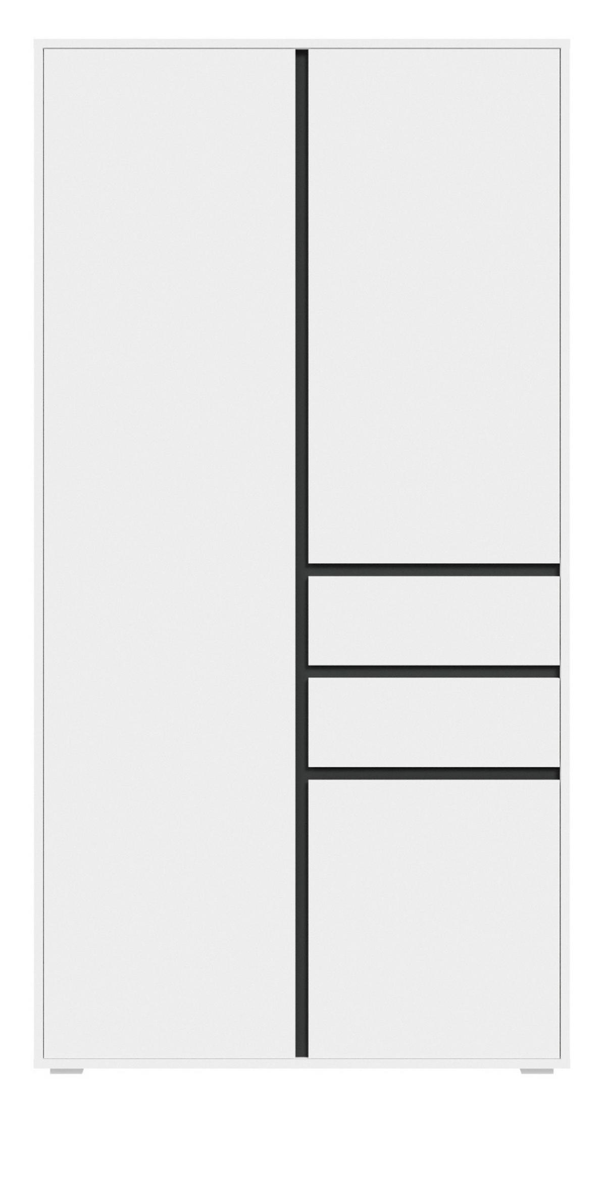 KLEIDERSCHRANK weiß, grau 100 x 194 cm, Drehtürenschrank 3-türig - Anthrazit/Silberfarben, Holzwerkstoff/Kunststoff (100/194/56cm) - Inn.Furn