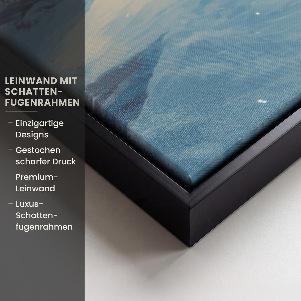 LEINWAND Bilder mit Rahmen - Weihnachtsdorf - Weihnachten - Schnee - Winter - 90x90 - Dunkelblau, Textil (90/90cm) - MuchoWow