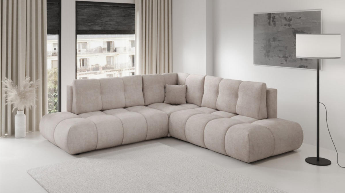ECKSOFA Hellbeige SOHI Flow 03 Ausziehbar Mit Schlaffunktion - Beige, Textil (266.5/266.5cm) - Sepro Meble