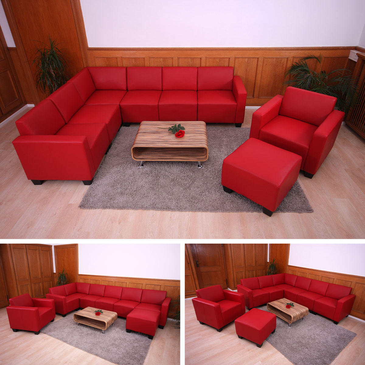 COUCH-GARNITUR Rot - Rot, Textil (288/76/216cm) - MCW