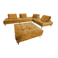 ECKSOFA MIT HOCKER WIOLO Rotbraun Velvet - Cognac/Silberfarben, Textil (350/350cm) - KAWOLA