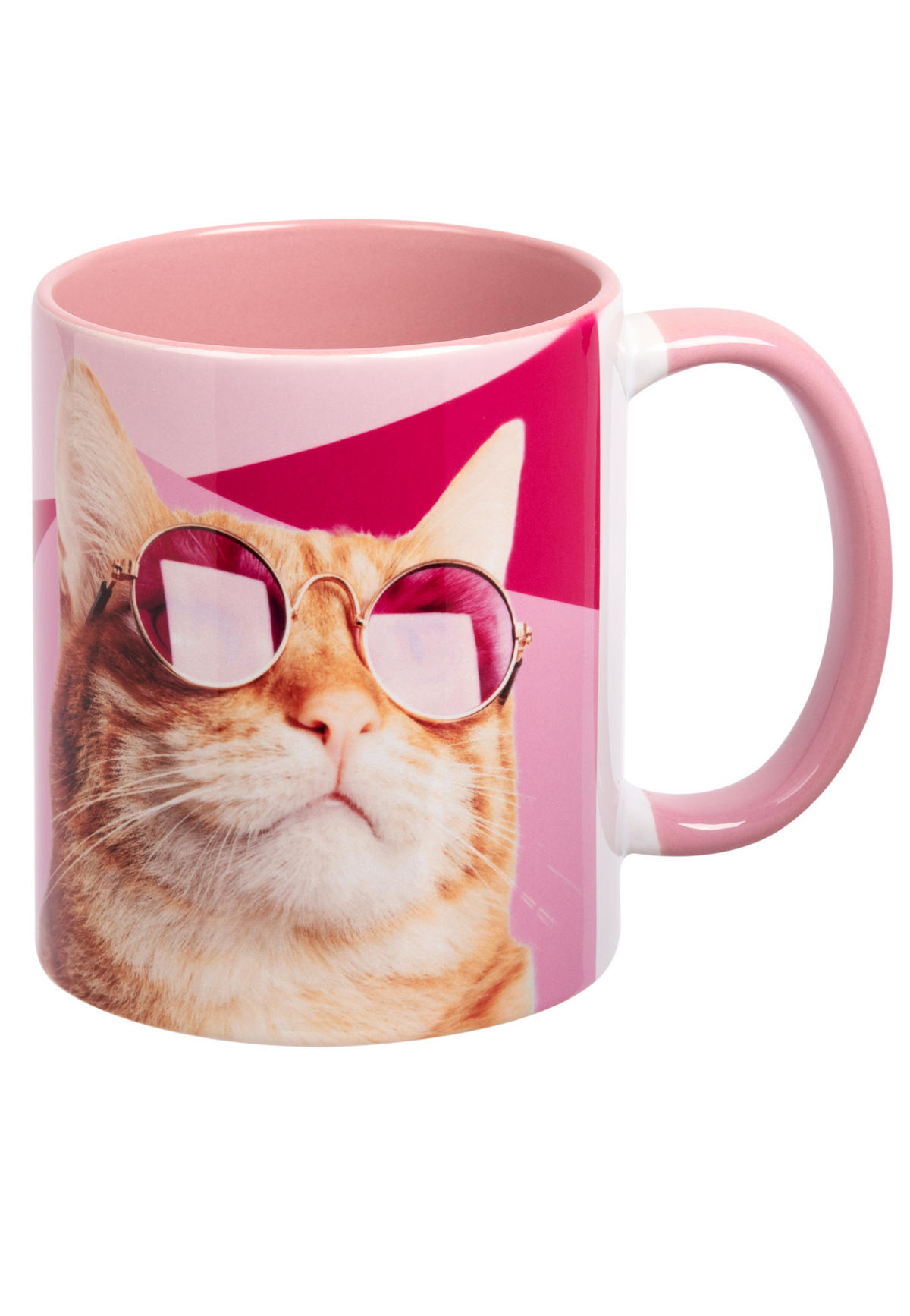 KAFFEEBECHER Katze Miau! Rosa/Weiß 320 ml - Rosa, Keramik (0.32L) - United Labels