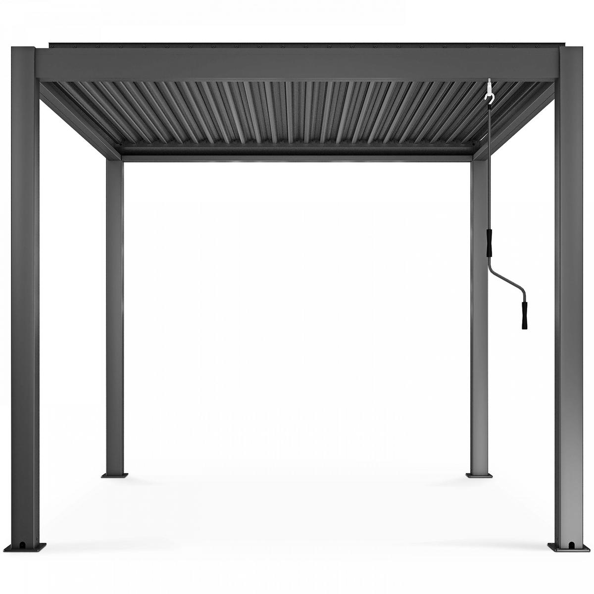 PERGOLA 3x3m, motorisiert mit 3 Markisen, Grau - Grau, Metall (296/257/296cm) - Oviala