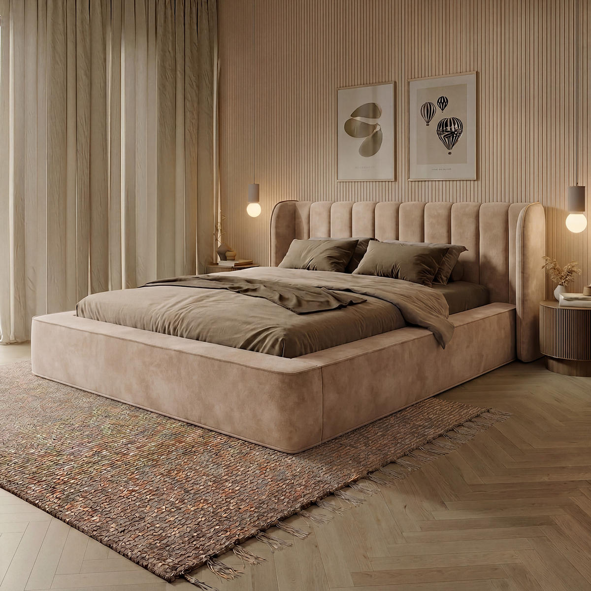 POLSTERBETT GONDO 160x200 cm, Beige - Beige, Textil (200/160cm) - Fedve