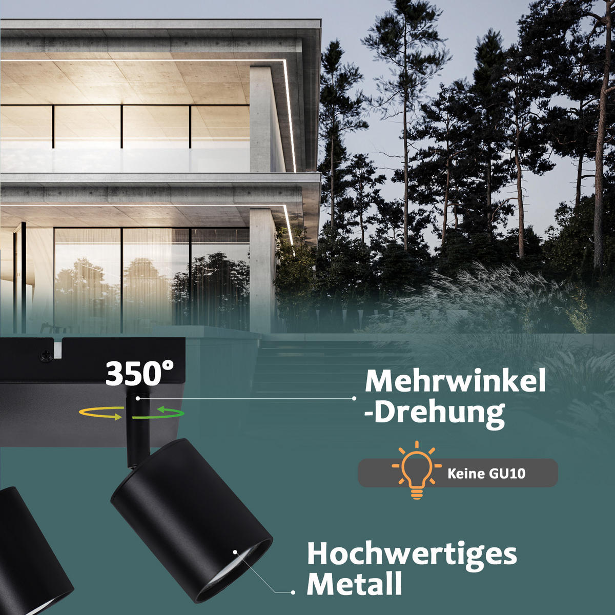 STRAHLER Beeskow 2-flammig 15/15/14.4 cm - Schwarz, Metall (15/15/14.4cm) - Nettlife