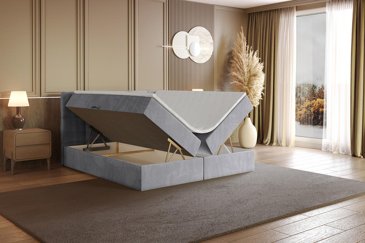 BOXBETT mit Matratze H4 und Lattenrost - LIRO - 160x200 - Grau Monolith - Grau, Holzwerkstoff/Kunststoff (160/200cm) - ALTDECOR