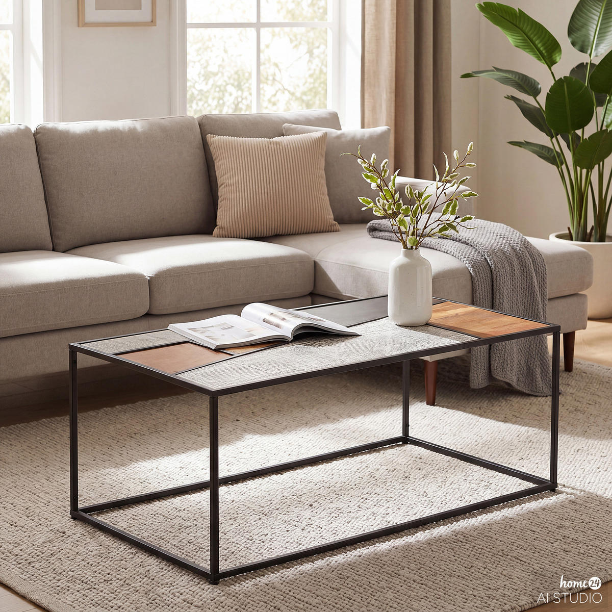 COUCHTISCH - Mango / Schwarz - Schwarz/Braun, Holz/Metall (60/110/43cm) - home24