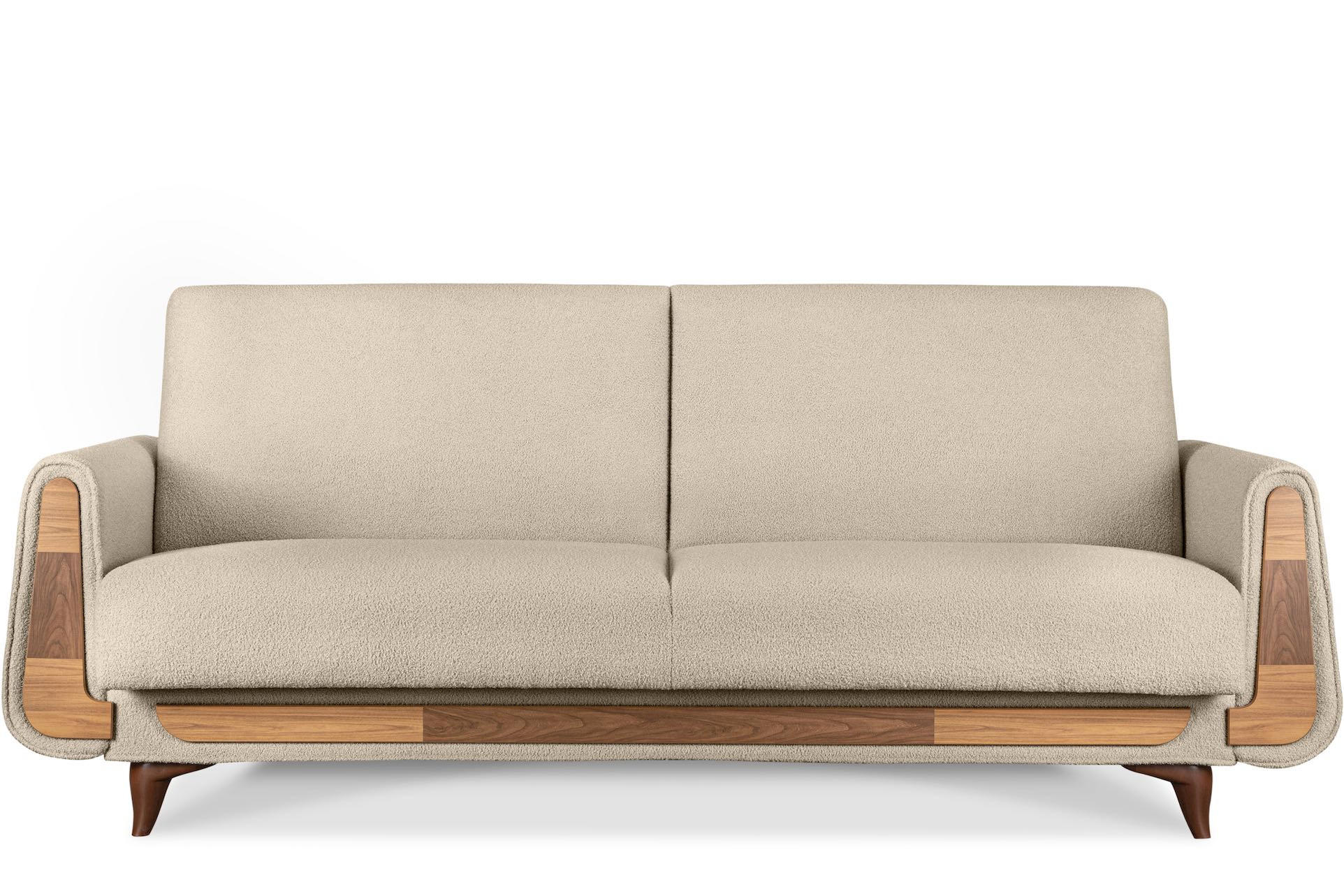 3-SITZER-SCHLAFSOFA GUSTAVO mit Armlehnen, creme - Creme/Braun, Holz/Holzwerkstoff (230/98/98cm) - KONSIMO®