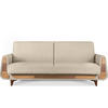3-SITZER-SCHLAFSOFA GUSTAVO mit Armlehnen, creme - Creme/Braun, Holz/Holzwerkstoff (230/98/98cm) - KONSIMO®