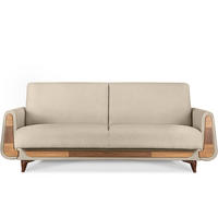 3-SITZER-SCHLAFSOFA GUSTAVO mit Armlehnen, creme - Creme/Braun, Holz/Holzwerkstoff (230/98/98cm) - KONSIMO®