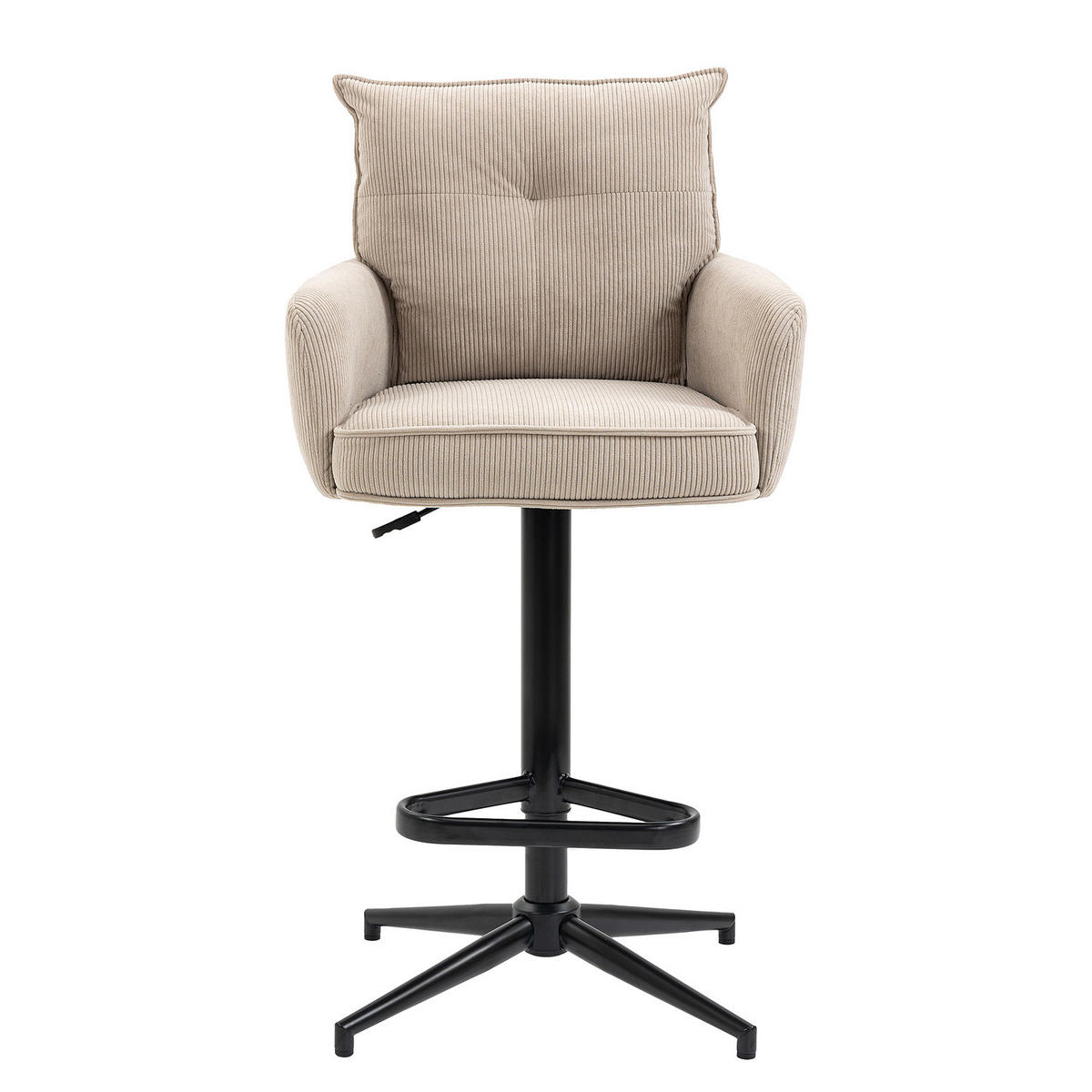 BARSTUHL - 2er-Set - Höhenverstellbar - Cord / Eisen - Cappuccino, Textil/Metall (54/100/58cm) - home24