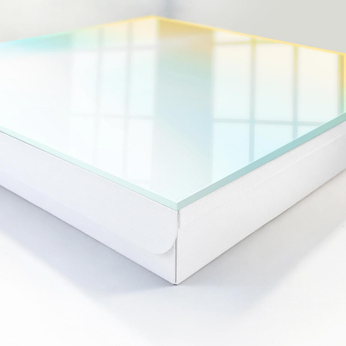 SCHLÜSSELBOX Weiß 30x30 cm – Türöffnung nach rechts - Sanftheit der Farben - Gelb, Metall (30/30/5cm) - TULUP