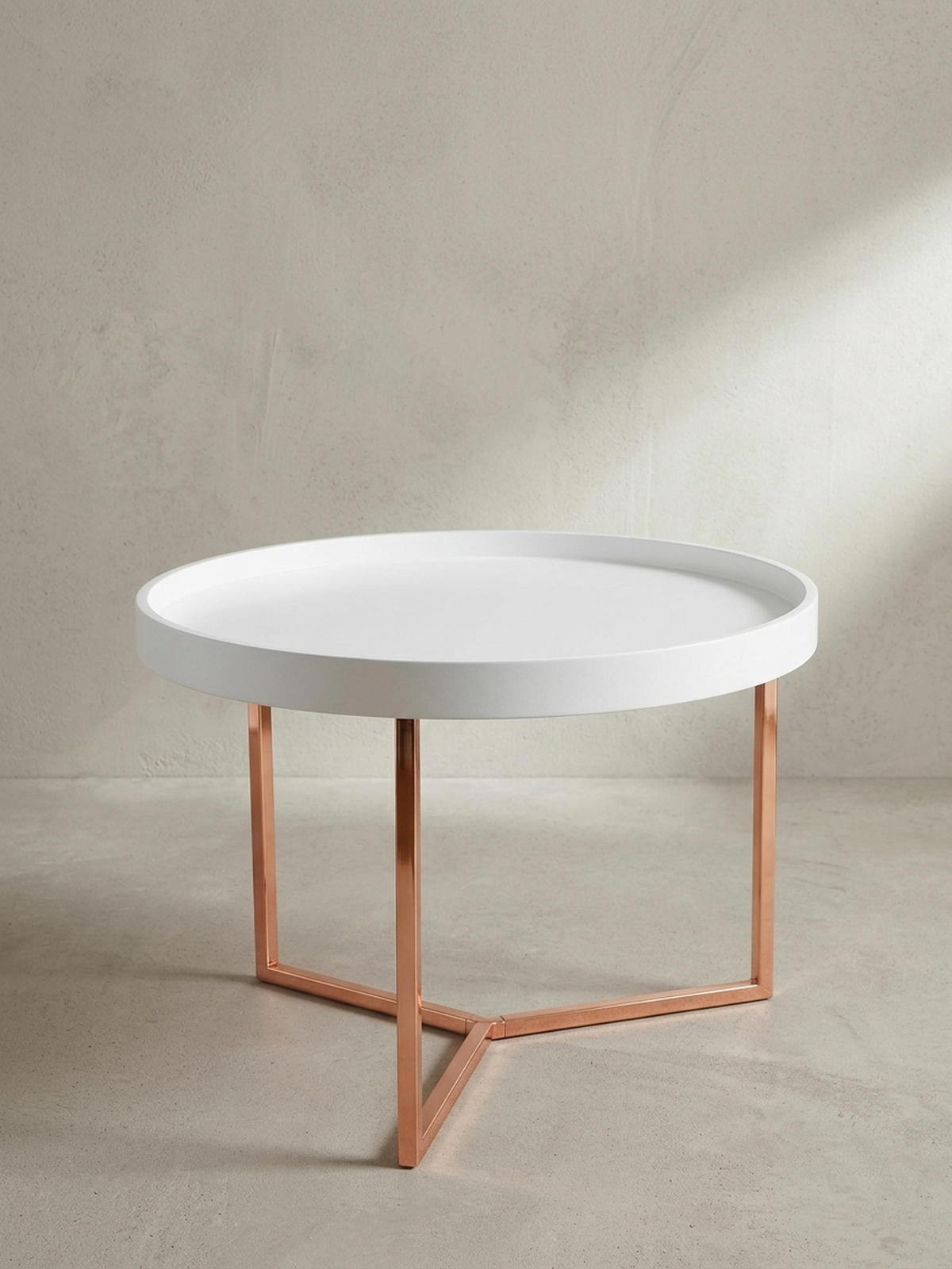 SOFATISCH LIA Rund mit Metallgestell, abnehmbares Tablett und Anti-Rutsch-Noppen, Bronze 58 x 58 x 42 cm - Bronzefarben, Holz/Metall (58/58/42cm) - KADIMA DESIGN