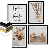 WANDBILDER 4er-Set - 50x50 cm & 40x60 cm Schwarzer Rahmen - Blumenzweige Minimalismus Natur - Schwarz, Kunststoff (50/50cm) - ArtPrintCave