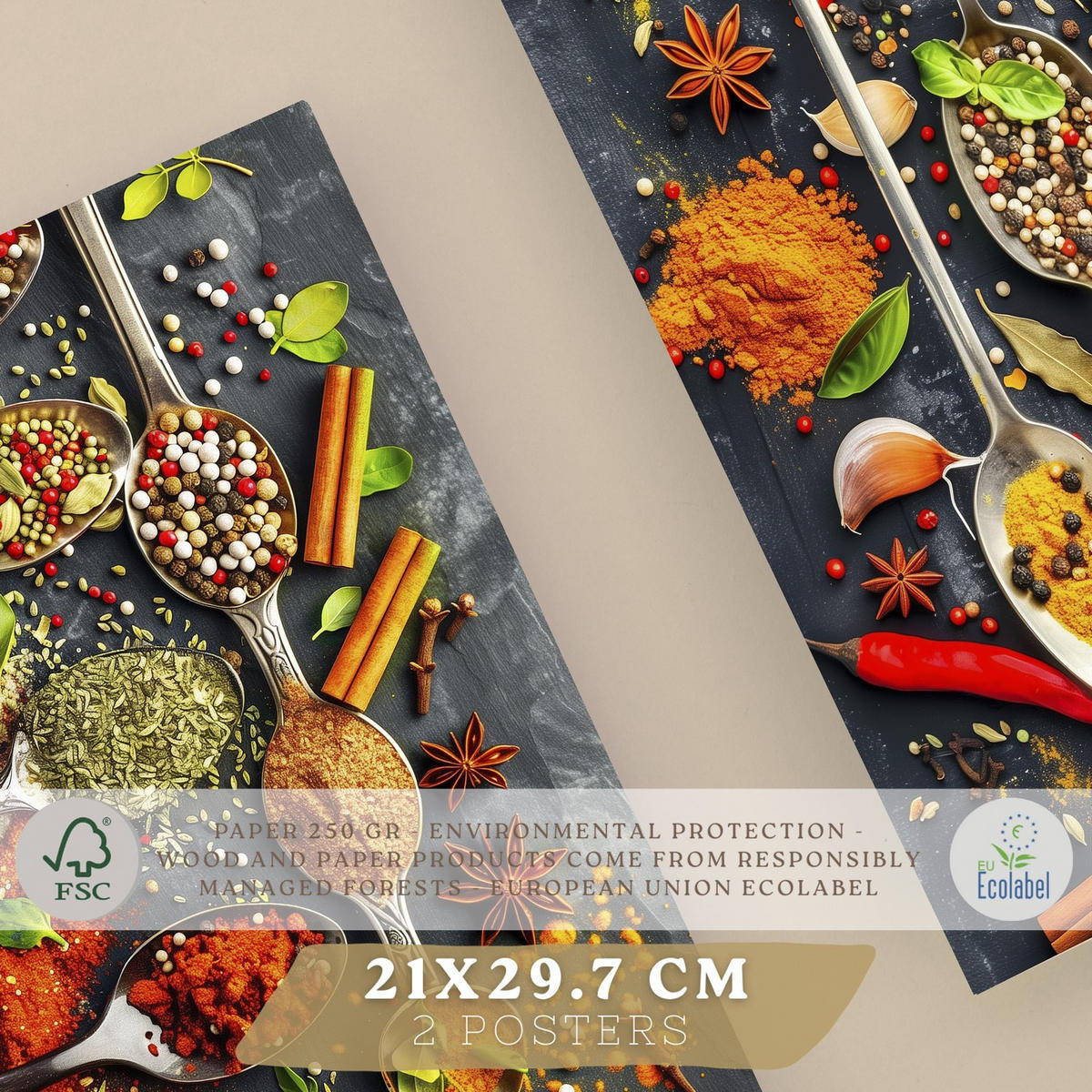 PLAKAT Sada 2 Lžíce A4 bez rámu - čirá, papír (29.7/1/21cm) - Nacnic