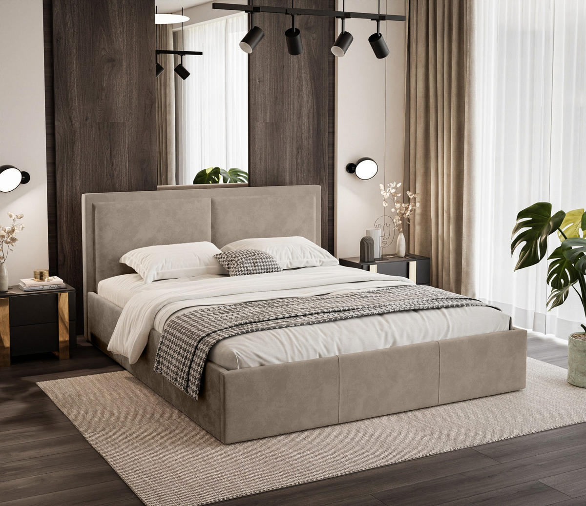 POLSTERBETT aus Polyester Osterne II 160x200 cm, Beige - Hellbraun, Textil (160/200cm) - Fedve