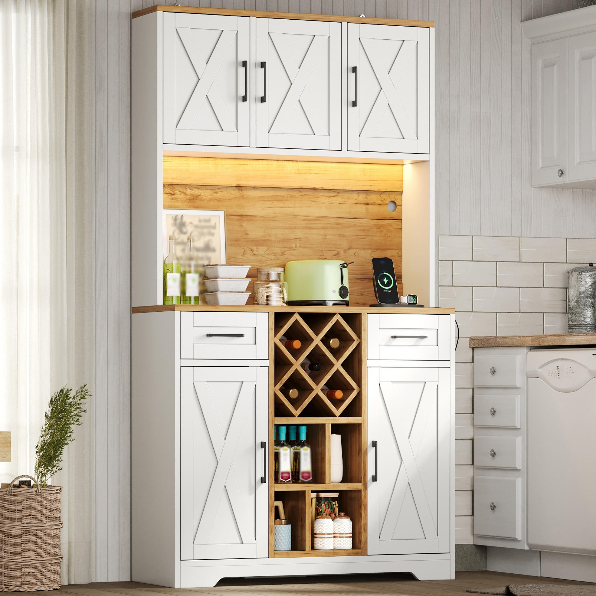 GESCHIRRSCHRANK Naturfarben 105/40/180 - Naturfarben, Holzwerkstoff (105/180/40cm)