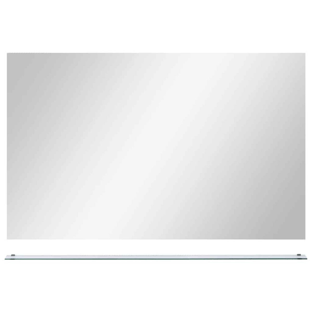 WANDSPIEGEL mit Regal 100×60 cm Hartglas - Silberfarben, Glas (100/60/10cm) - furnicato