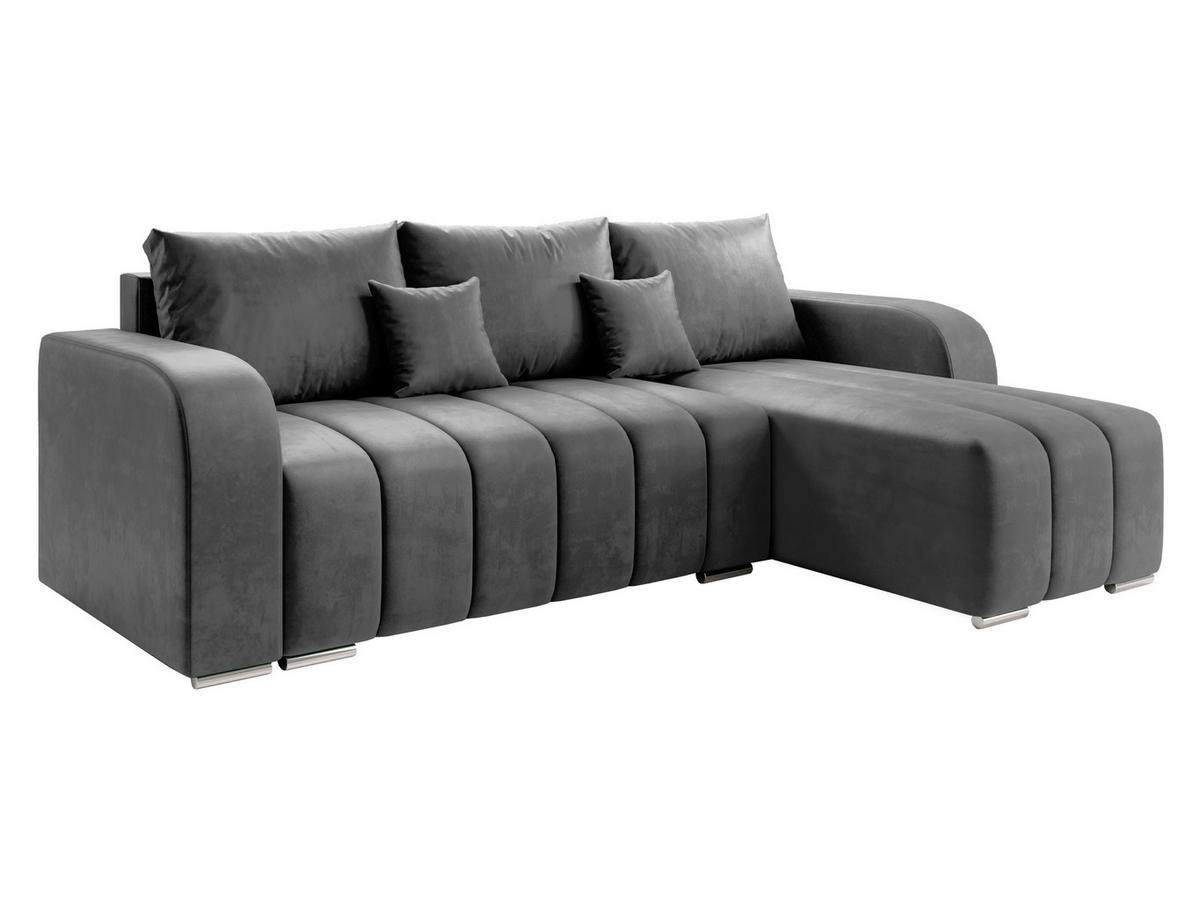 ECKSOFA Pufetto - Silberfarben/Grau, Holz/Textil (244/147cm) - MIRJAN24