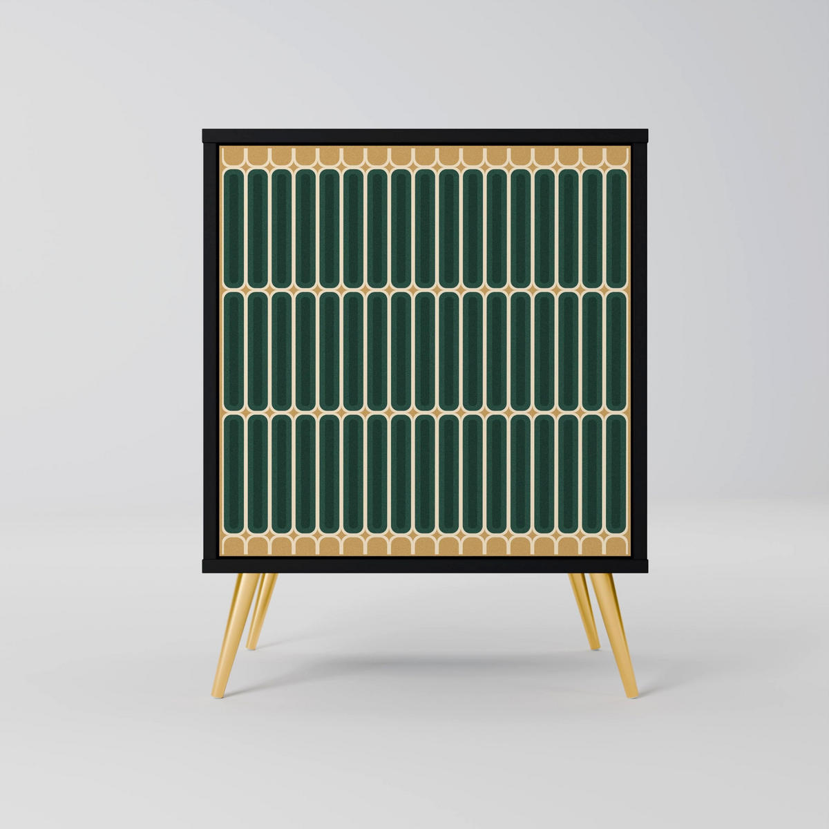 SIDEBOARD ILUSION GATE, Schwarz, 57,5x42x70,5 cm, Schwarze Metall-Sternfüße - Multicolor/Schwarz, Holzwerkstoff/Metall (57.5/70.5/42cm) - SpaceRebels