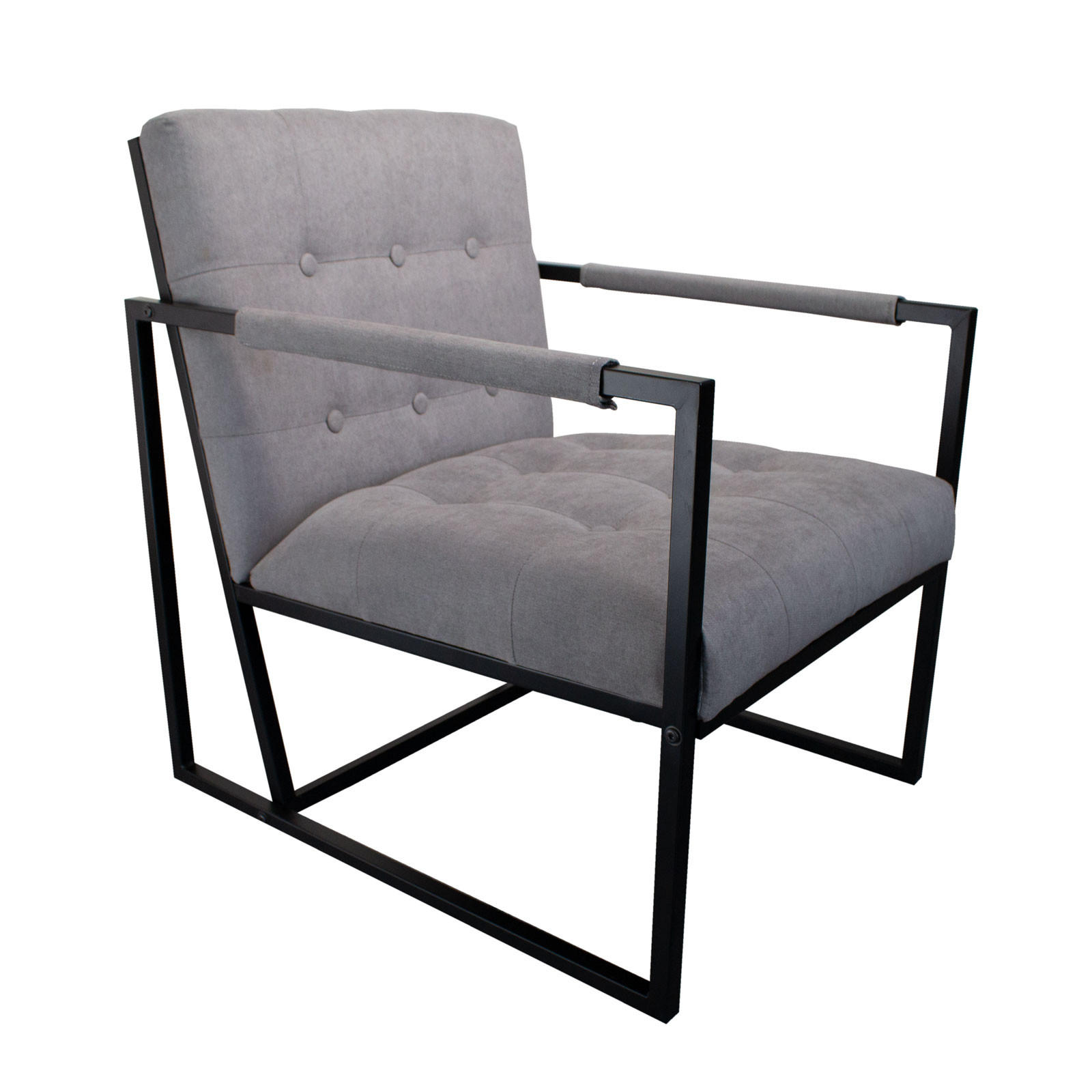 LOUNGESESSEL JONES Stoffbezug Hellgrau - Hellgrau/Schwarz, Textil/Metall (53/73/69cm) - SVITA