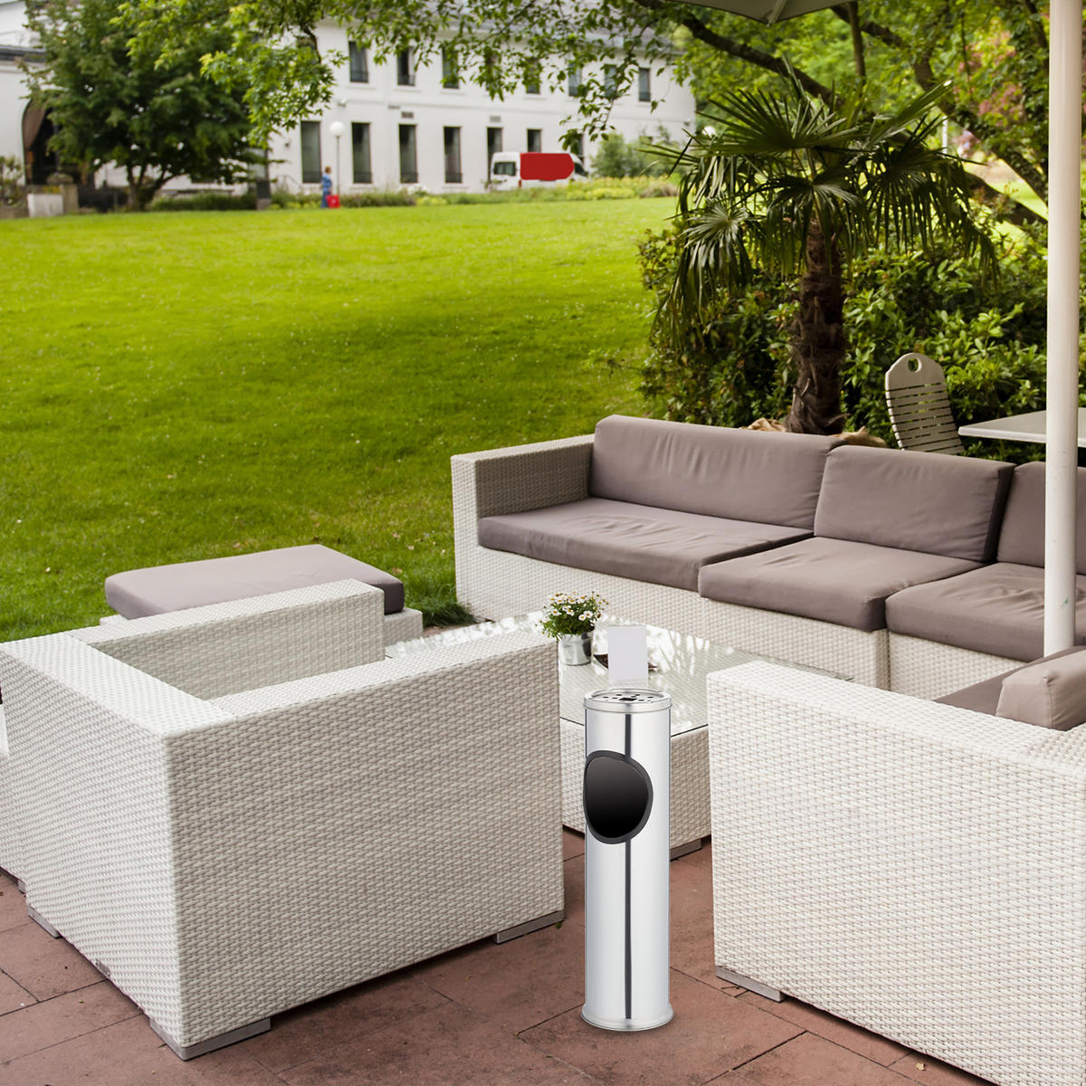 STEHASCHENBECHER - Silberfarben, Kunststoff/Metall (14.5cm) - Relaxdays