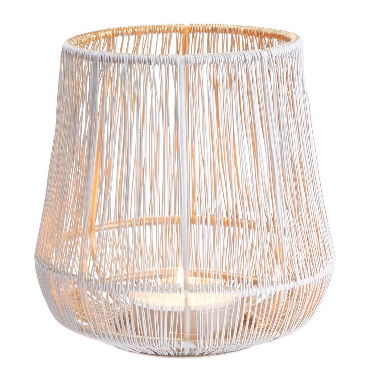 TEELICHTHALTER Yoko - Goldfarben/Weiß, Metall (15cm) - Butlers