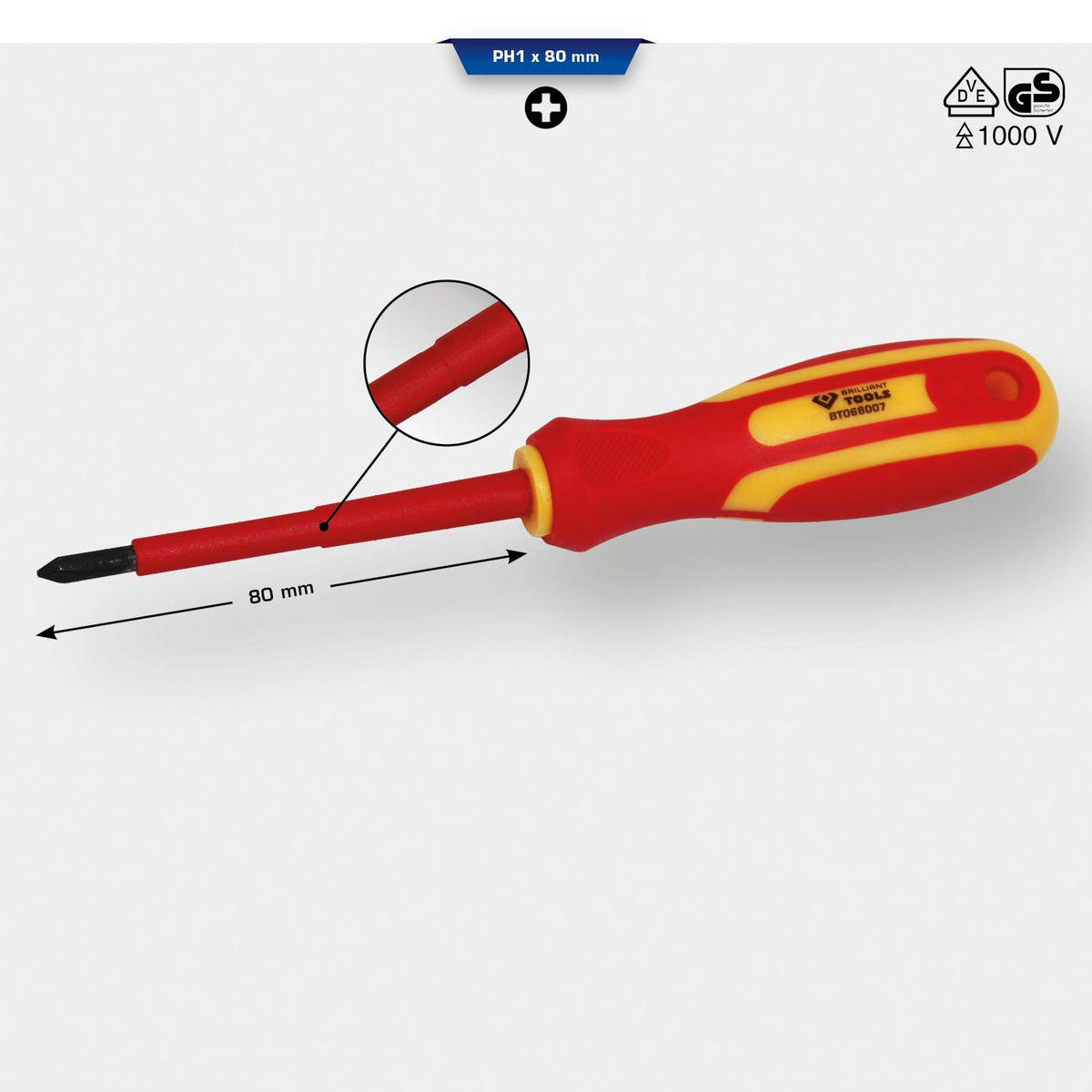 VDE SCHRAUBENDREHER PH PHILLIPS PH1 X 80 MM - Multicolor, Kunststoff/Metall (5/23cm) - BRILLIANT TOOLS