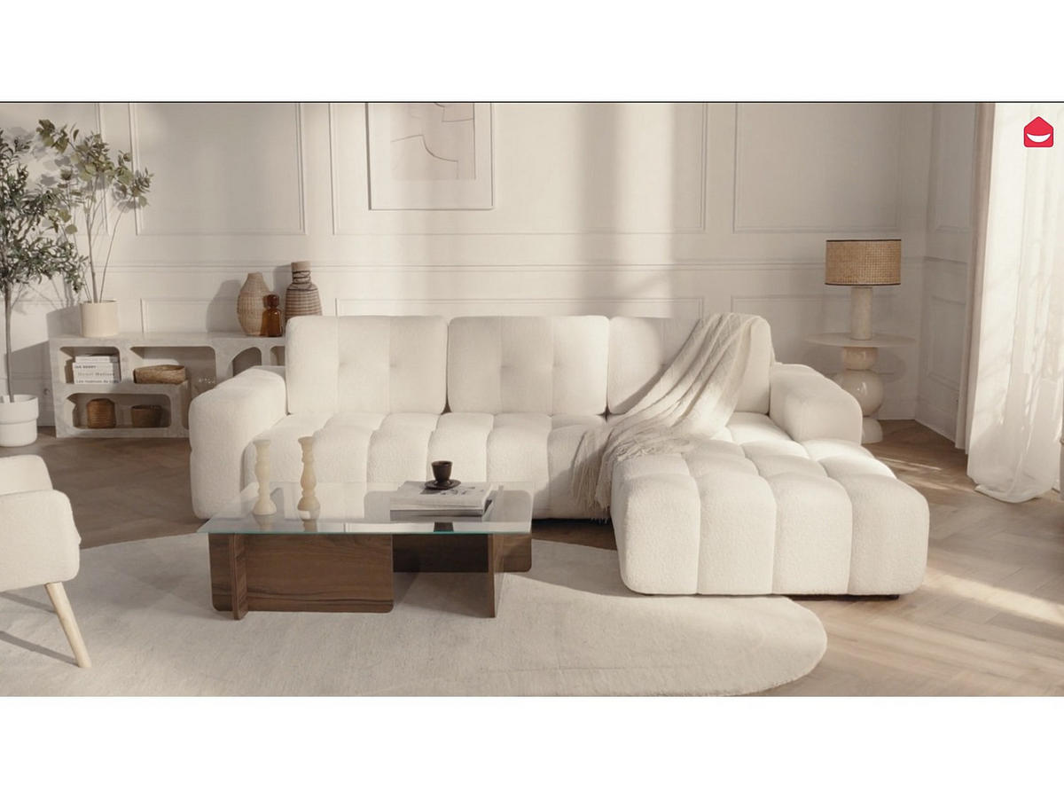 SOFA ohne Schlafmöglichkeit - 5 Personen-Sitzer - Stoff - Weiß - - Weiß, Textil (278/78/190cm) - Vente-Unique