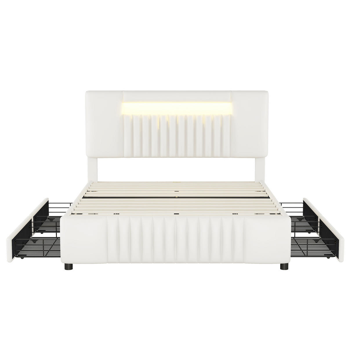 FOTOLIU în stil Chenille cu taburet și design ergonomic - bej, metal (140/200cm) - Urban Meuble