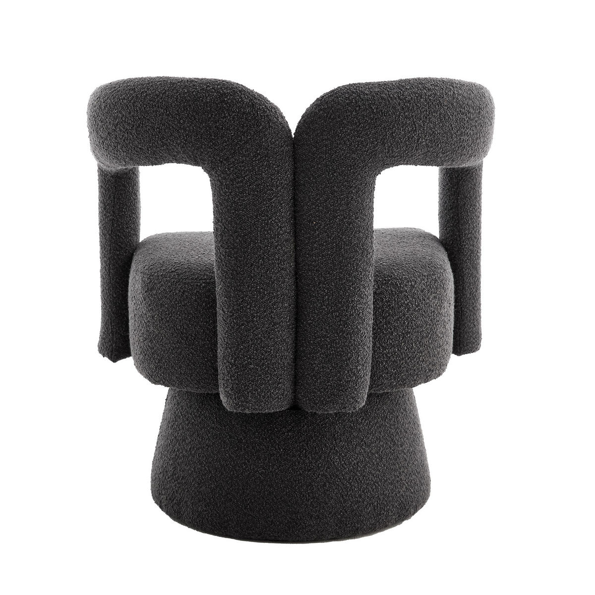 SESSEL 360° drehbar mit Boucle-Bezug, DE-42217, Dunkelgrau - Dunkelgrau, Holzwerkstoff (55/74/67cm) - ComfortXL