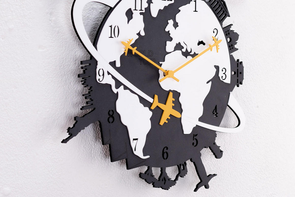WANDUHR Design Schwarz 41/45 cm - Schwarz, Holzwerkstoff (0.68/45/1cm) - ONZENO