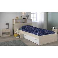 KINDERZIMMER Set 3-tlg. mit Regal Nachttisch und Bett 90 x 200 - Silberfarben/Weiß, Holz/Holzwerkstoff (203/93/123cm) - Parisot Meuble
