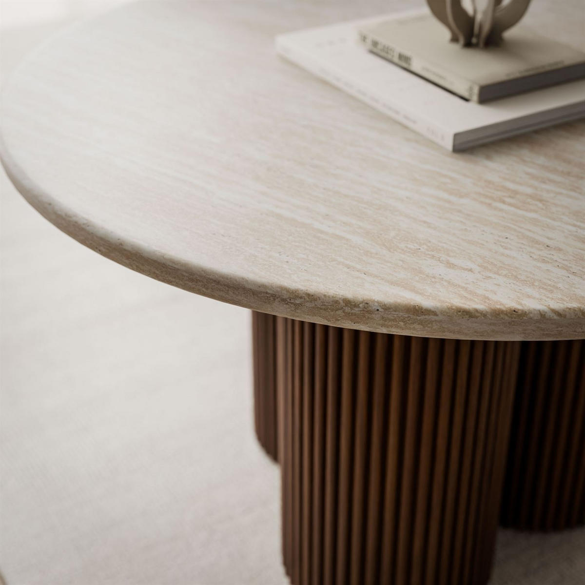 COUCHTISCH CANYON mit gerilltem Untergestell - Nussbaumfarben, Holzwerkstoff (80/80/46cm) - Lookway