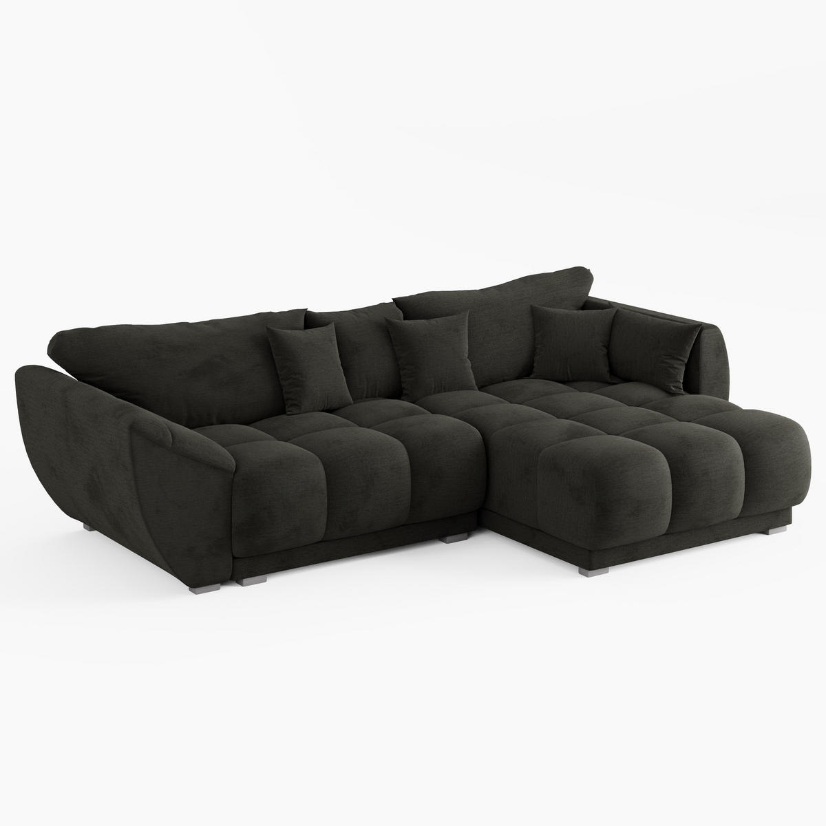 ECKSOFA LARGO Rechts Gelb Velours-Stoff L-Form Couch mit Schlaffunktion & Bettkasten - Gelb/Schwarz, Holz (285/180cm) - Barchello