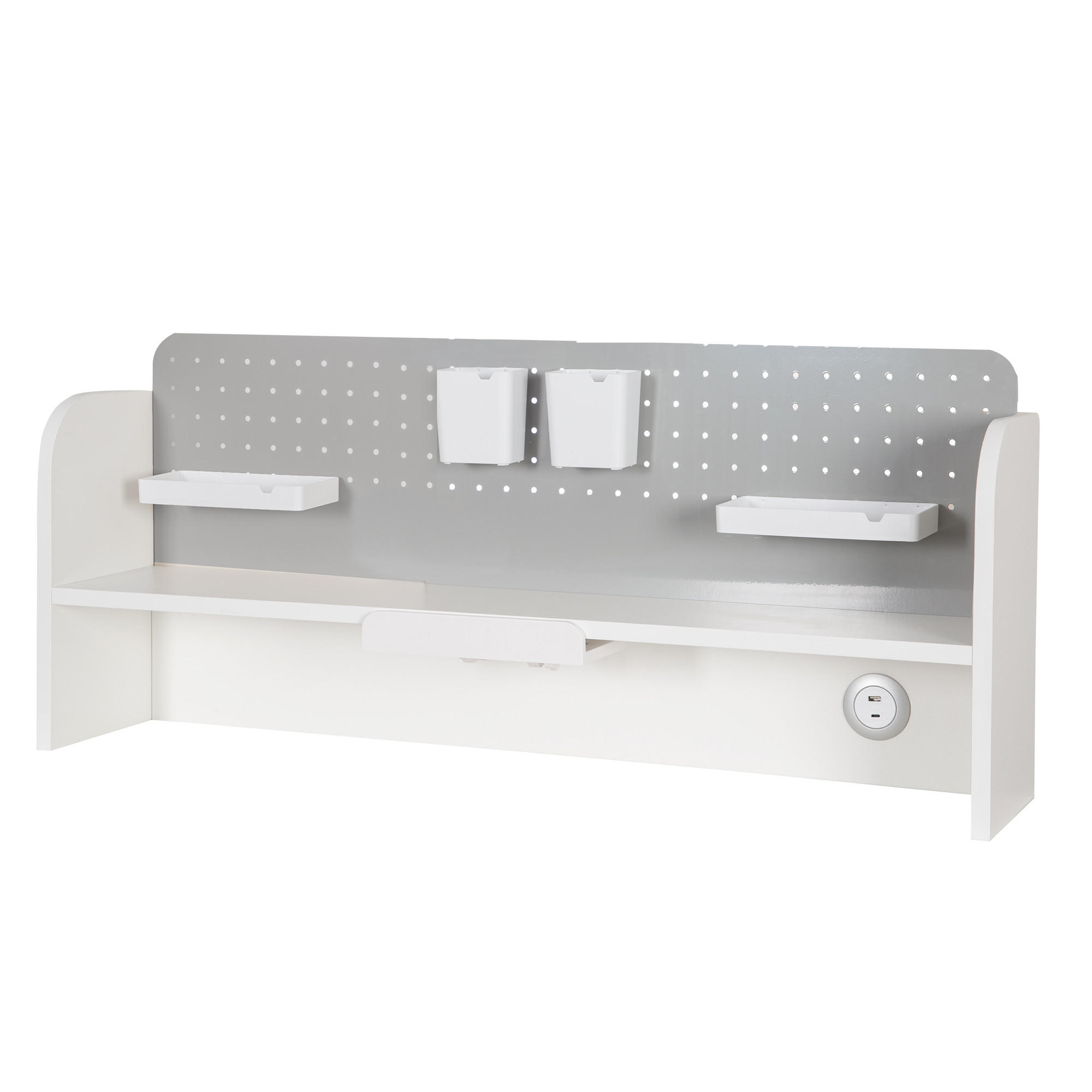 ÍRÓASZTAL-FELÉPÍTMÉNY Smart Grow - fehér/szürke, faalapú anyag/fém (25/102/50cm) - Roba