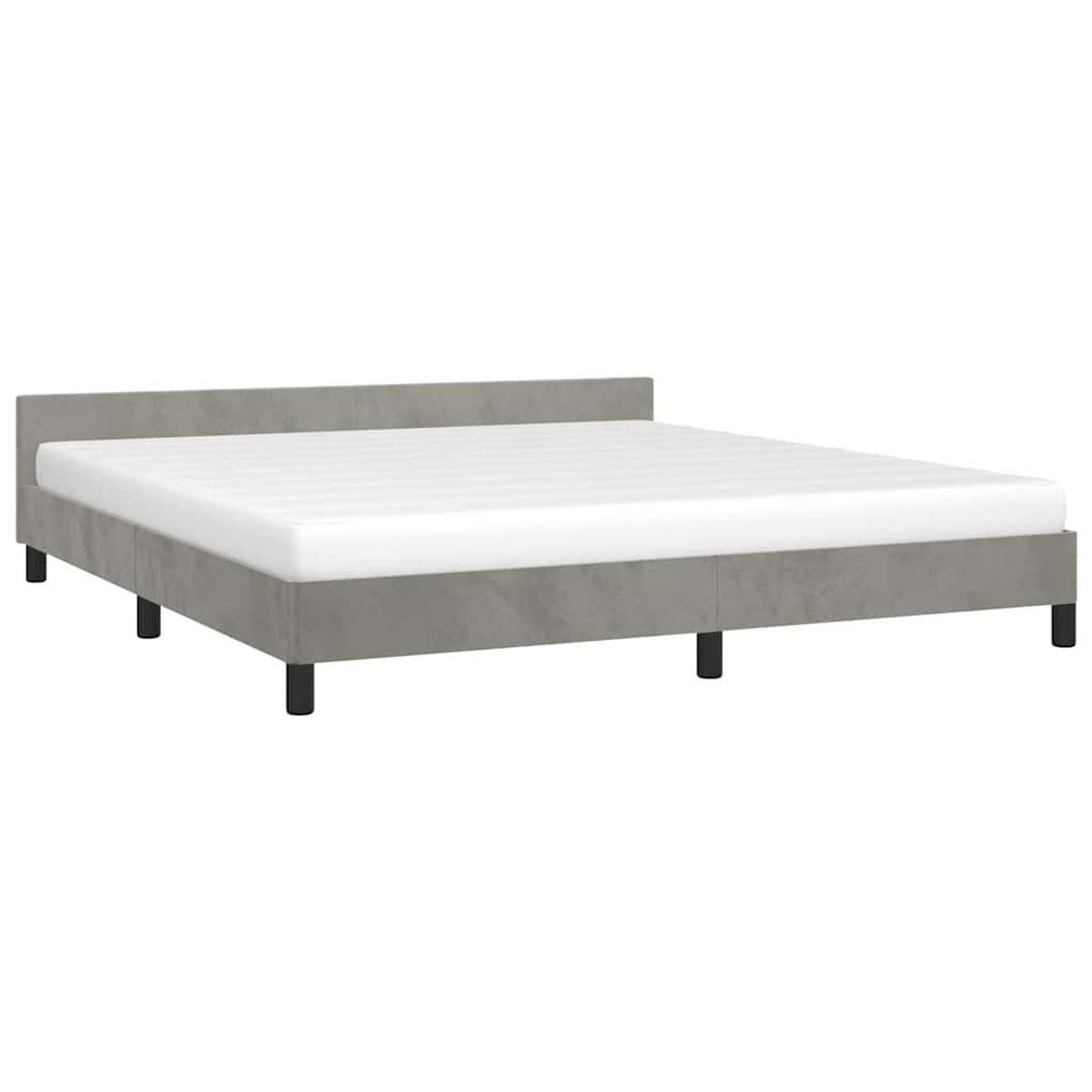 BETTGESTELL Ohne Matratze Hellgrau 180/200 Cm Samt - Grau, Holz (180/200cm) - vidaXL