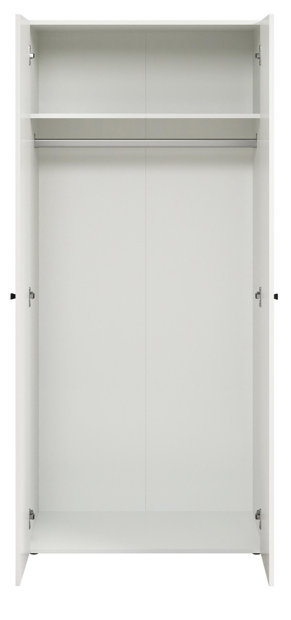 KLEIDERSCHRANK weiß 81 x 176 cm, Drehtürenschrank 2-türig - Schwarz/Weiß, Holzwerkstoff/Kunststoff (81/176/51cm) - Top.Furn
