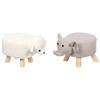 KINDERHOCKER, 2 Stück - Elefant, hellgrau + Schaf, cremeweiß - Multicolor/Creme, Holz/Textil (25/25/47cm) - Kesper