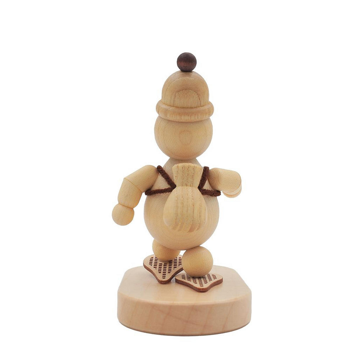 HOLZFIGUR Schneemann Junior Schneewanderer auf Sockel 9 cm - Multicolor, Holz (9/9/0.1cm)