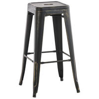 BARHOCKER Metall Schwarz-Gold - Eukalyptusholzfarben/Schwarz, Metall (43/76/43cm) - CLP