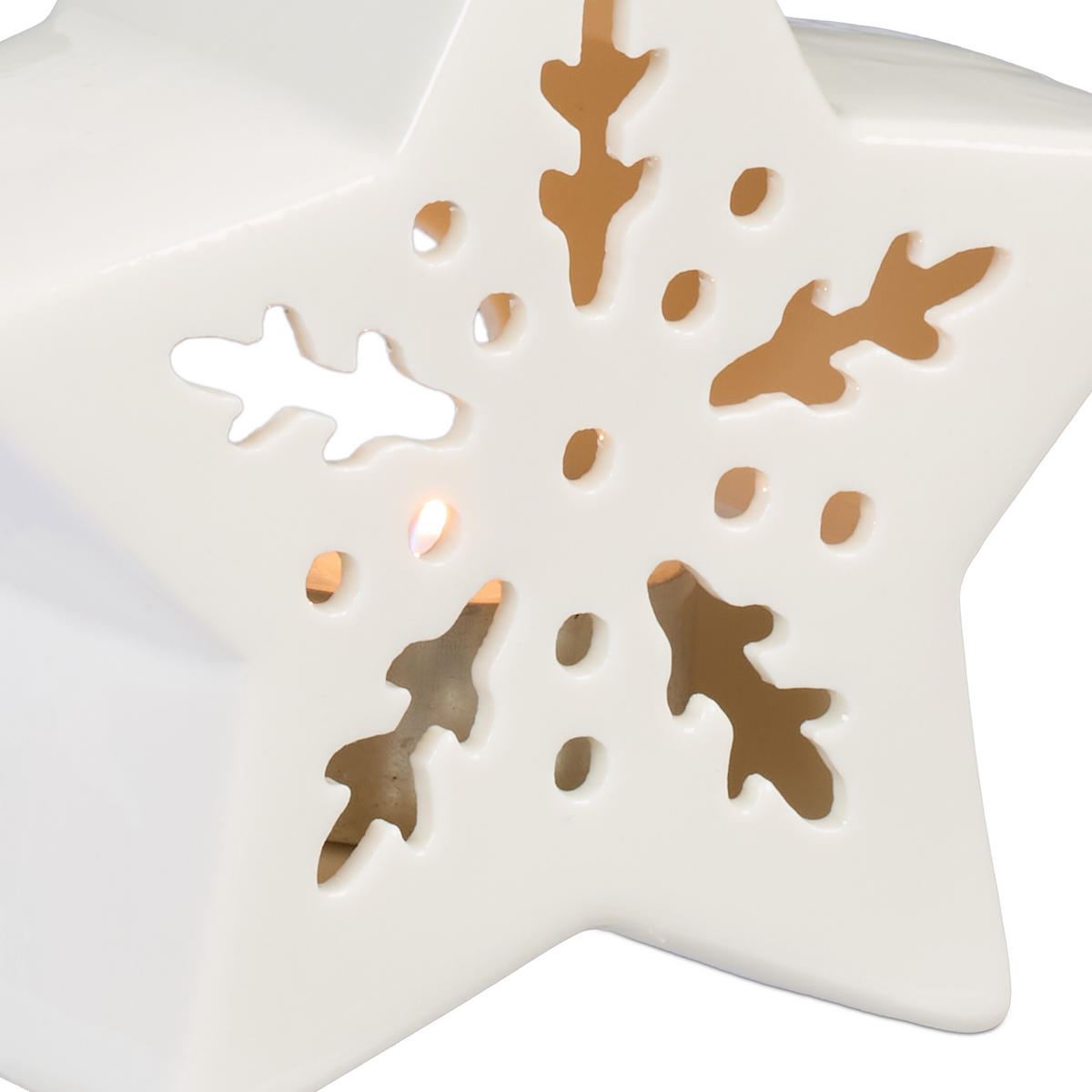 TEELICHTHALTER - Weiß, Keramik (11cm) - Relaxdays