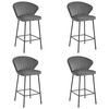 BARHOCKER 4er Set Dunkelgrauer Velours, Bequeme Sitzfläche, Dunkelgraue Füße - Grau, Textil (43/46/33cm) - Best For Home
