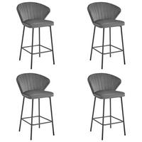 BARHOCKER 4er Set Dunkelgrauer Velours, Bequeme Sitzfläche, Dunkelgraue Füße - Grau, Textil (43/46/33cm) - Best For Home