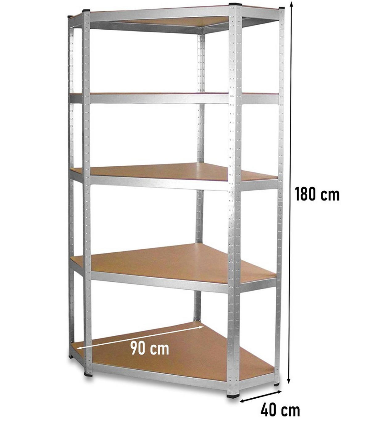 RAFT de colț pentru sarcini grele în metal - argintiu, metal (90/180/40cm) - RAUMHIRSCH FURNITURE