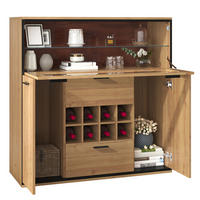 BUFFET 110/38/111 cm aus Spanplatte mit LED-Beleuchtung Naturfarben/Schwarz - Naturfarben, Holzwerkstoff (110/111/38cm) - Modenvie
