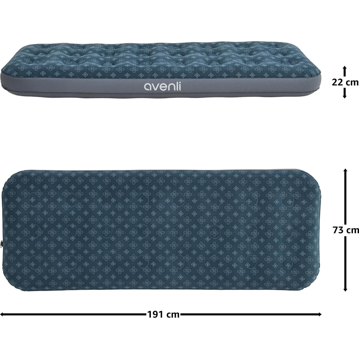 LUFTBETT Luftmatratze Camping 1 Person 191x73x22cm grün - Blau/Grau, Kunststoff (73/191cm) - Avenli