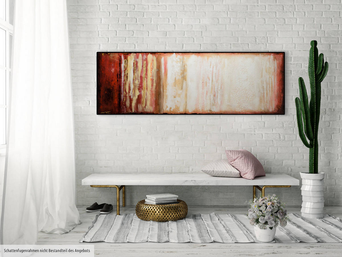 ACRYLBILD HANDGEMALT 150/50 cm - Rot/Braun, Holz/Textil (150/50cm) - KUNSTLOFT