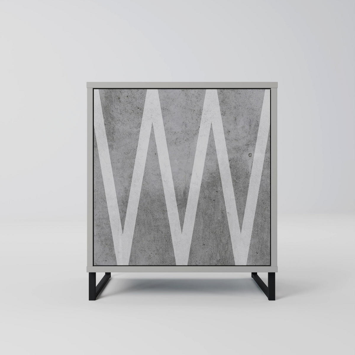 SIDEBOARD SOLID ZIG ZAG, Grau, 57,5x42x72,5 cm, Schwarze Metallfüße - Multicolor/Schwarz, Holzwerkstoff/Metall (57.5/72.5/42cm) - SpaceRebels